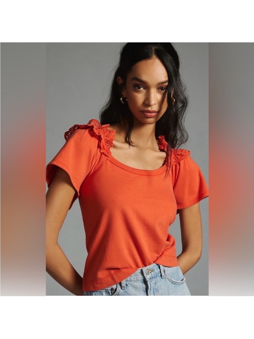 Pilcro Women's Coral flutter sleeve top, xs